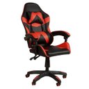 Ver imagem 2 de Cadeira Gamer Escritório Reclinável Giratória Assento Couro Preto/Vermelho