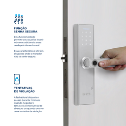 Fechadura Digital de Embutir Esf-de2000b + Instalação Prata Elsys - 5