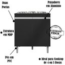 Ver imagem 4 de Balcao Com Tampo Cooktop 79 cm 2 Portas Andreia Preto REAJL