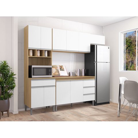 Cozinha Completa Modulada Andreia 240 Cm 5 Peças Am/br- Ajl Móveis