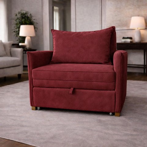 Poltrona Cama Mônica Suede Decorativa Confortável Moderna Sala Quarto Recepção