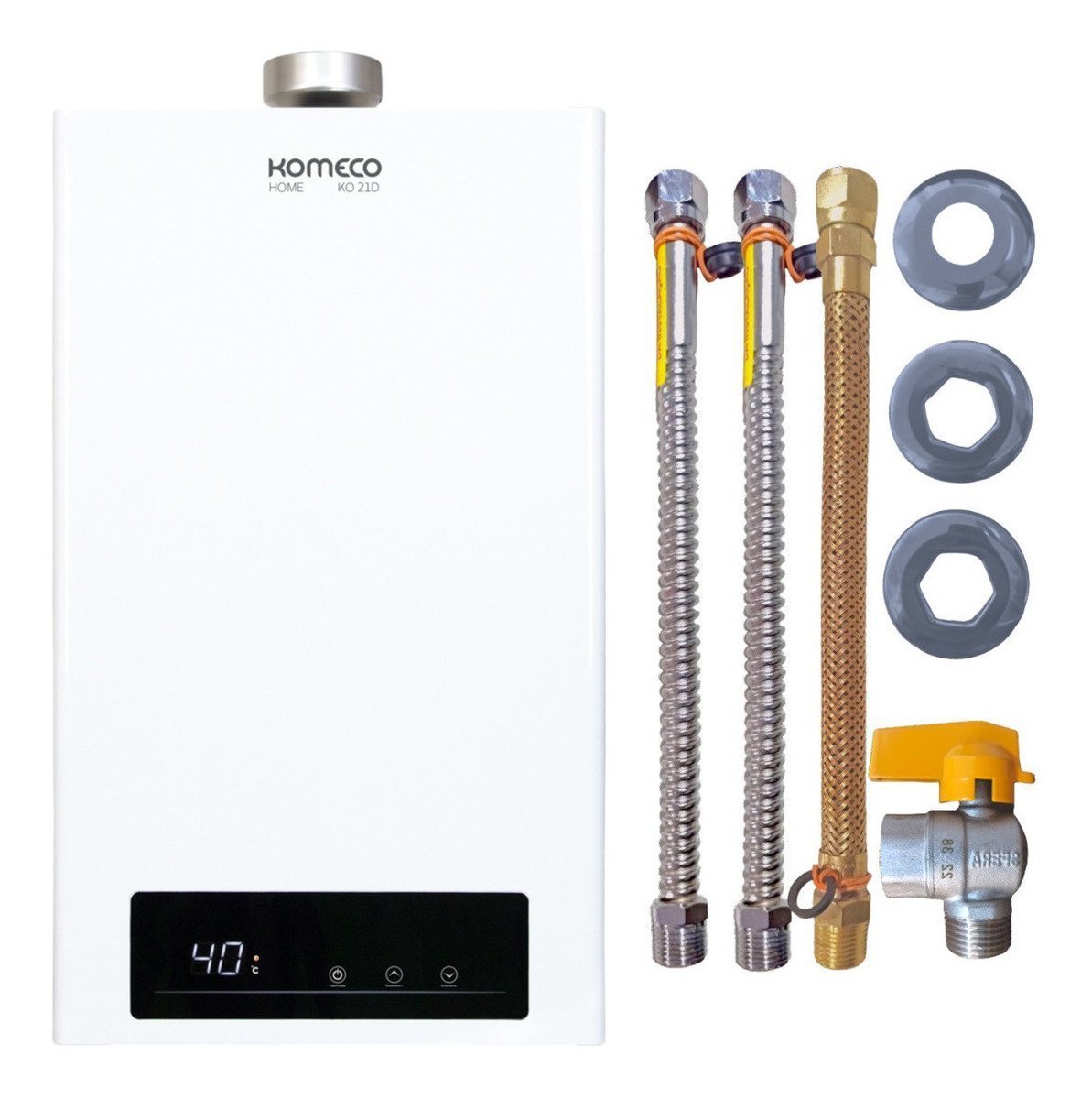 Aquecedor de Água A Gás Komeco 21D HOME 21 Litros com kit COMPLETO Gás:GLP - 2