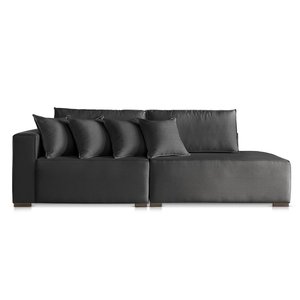 Sofá 2 3 4 Lugares Modulado Chaise Almofada Solta Molas Isa Be Linho Preto 2,3m