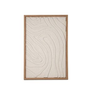 Quadro Decorativo Papel de Arroz Texturizado Formas A para Sala Vertical e Horizontal Branco 60x40cm
