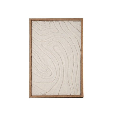 Quadro Decorativo Papel de Arroz Texturizado Formas A para Sala Vertical e Horizontal Branco 60x40cm