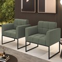 Ver imagem 5 de Poltrona Decorativa Industrial Preto Kit 2 Elisa Bouclê D03 Verde Pistache