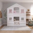 Ver imagem 1 de Treliche Infantil Casinha Dos Sonhos com Fechamento Inferior Branco em Madeira Maciça Branco | Rosa