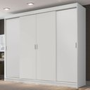 Ver imagem 1 de Guarda-Roupa Casal Madesa Austin 4 Portas de Correr 3 Gavetas Branco Cor:Branco