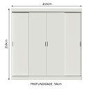 Ver imagem 3 de Guarda-Roupa Casal Madesa Austin 4 Portas de Correr 3 Gavetas Branco Cor:Branco