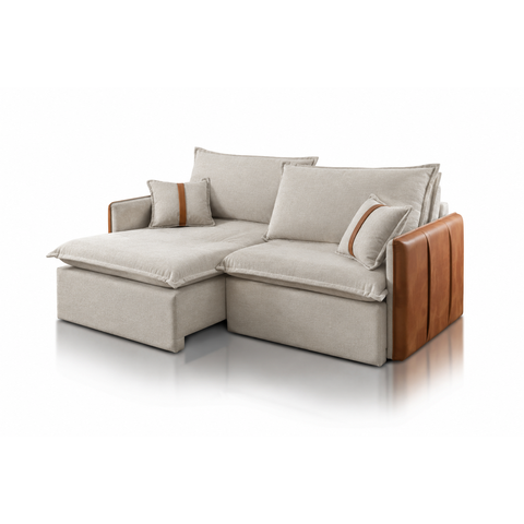 Sofá Verona Retrátil e Reclinável com Função Cama:Linho Bege Escuro/2.60