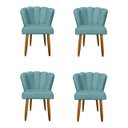 Ver imagem 1 de Kit 4 Cadeiras Flor para Quarto Penteadeira - Balaqui Decor Cor:azul Turquesa