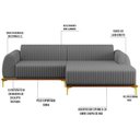 Ver imagem 6 de Sofá 265cm 4 Lugares Chaise Direito Pés Gold Cinza Escuro