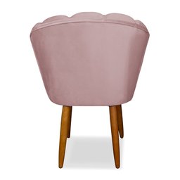 Cadeira de Jantar Pétala Estofada Pés Palito Veludo Rosê Claro - Montanaris Decor - 3
