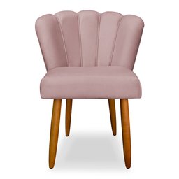 Cadeira de Jantar Pétala Estofada Pés Palito Veludo Rosê Claro - Montanaris Decor - 1