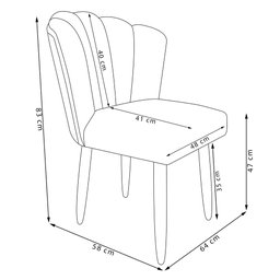 Cadeira de Jantar Pétala Estofada Pés Palito Veludo Rosê Claro - Montanaris Decor - 4