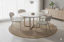 Ver imagem 1 de Jogo Mesa de Jantar com 4 Cadeiras Off White Tecido Boucle