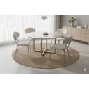 Ver imagem 1 de Jogo Mesa de Jantar com 4 Cadeiras Off White Tecido Boucle