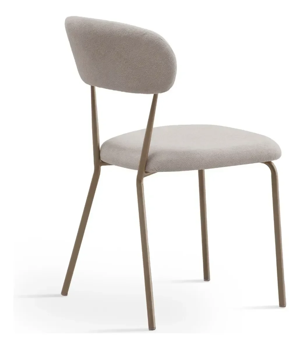 Jogo Mesa de Jantar com 4 Cadeiras Off White Tecido Boucle - 4