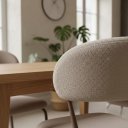 Ver imagem 2 de Jogo Mesa de Jantar com 4 Cadeiras Off White Tecido Boucle