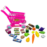 Carrinho de Compras Infantil Com Acessórios Brinquedo Supermercado Rosa - 1