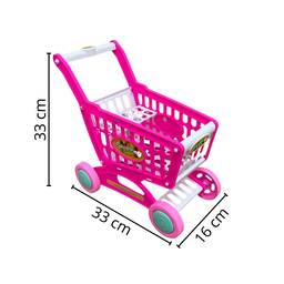 Carrinho de Compras Infantil Com Acessórios Brinquedo Supermercado Rosa - 8