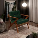 Ver imagem 1 de Poltrona Decorativa Sala de Estar com Cintas de Corano Laís B04 Facto Verde Musgo - Lyam Decor
