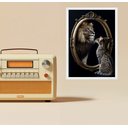 Ver imagem 1 de Quadro Gato Olhando Espelho Vendo Leão 45x34cm - com Vidro:moldura Branca