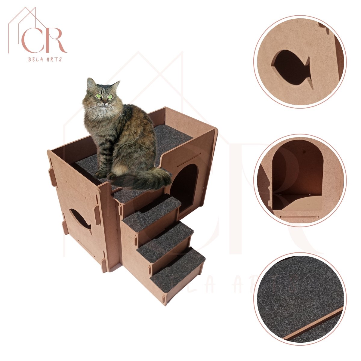 Casa Gato Playground Casinha Pet com Carpete Confortável - 4