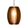 Luminária Lustre Pendente Vazado Aletado Mdf Madeira Rustico Cor:café - 1
