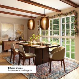 Luminária Lustre Pendente Vazado Aletado Mdf Madeira Rustico Cor:café - 5