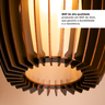 Luminária Lustre Pendente Vazado Aletado Mdf Madeira Rustico Cor:café - 3