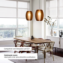 Ver imagem 4 de Luminária Lustre Pendente Vazado Aletado Mdf Madeira Rustico Cor:café