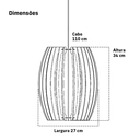 Ver imagem 6 de Luminária Lustre Pendente Vazado Aletado Mdf Madeira Rustico Cor:café