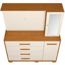 Ver imagem 4 de Cômoda Sapateira com Espelho e Painel para Tv 2 Portas 4 Gavetas Lecco A04 Cinamomo Off White -