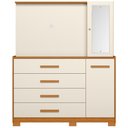 Ver imagem 2 de Cômoda Sapateira com Espelho e Painel para Tv 2 Portas 4 Gavetas Lecco A04 Cinamomo Off White -
