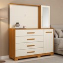 Ver imagem 7 de Cômoda Sapateira com Espelho e Painel para Tv 2 Portas 4 Gavetas Lecco A04 Cinamomo Off White -