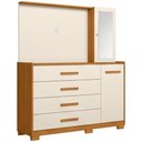 Ver imagem 1 de Cômoda Sapateira com Espelho e Painel para Tv 2 Portas 4 Gavetas Lecco A04 Cinamomo Off White -