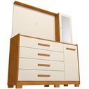 Ver imagem 3 de Cômoda Sapateira com Espelho e Painel para Tv 2 Portas 4 Gavetas Lecco A04 Cinamomo Off White -