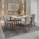 Ver imagem 1 de Conjunto de Jantar Mesa c/Vidro Donatella 4 Cadeiras Kalina - Cinza