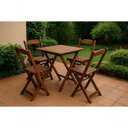 Ver imagem 2 de Conjunto Mesa Dobrável 70x70 Tampo Madeira e 4 Cadeiras Dobrável Retrátil Imbuia