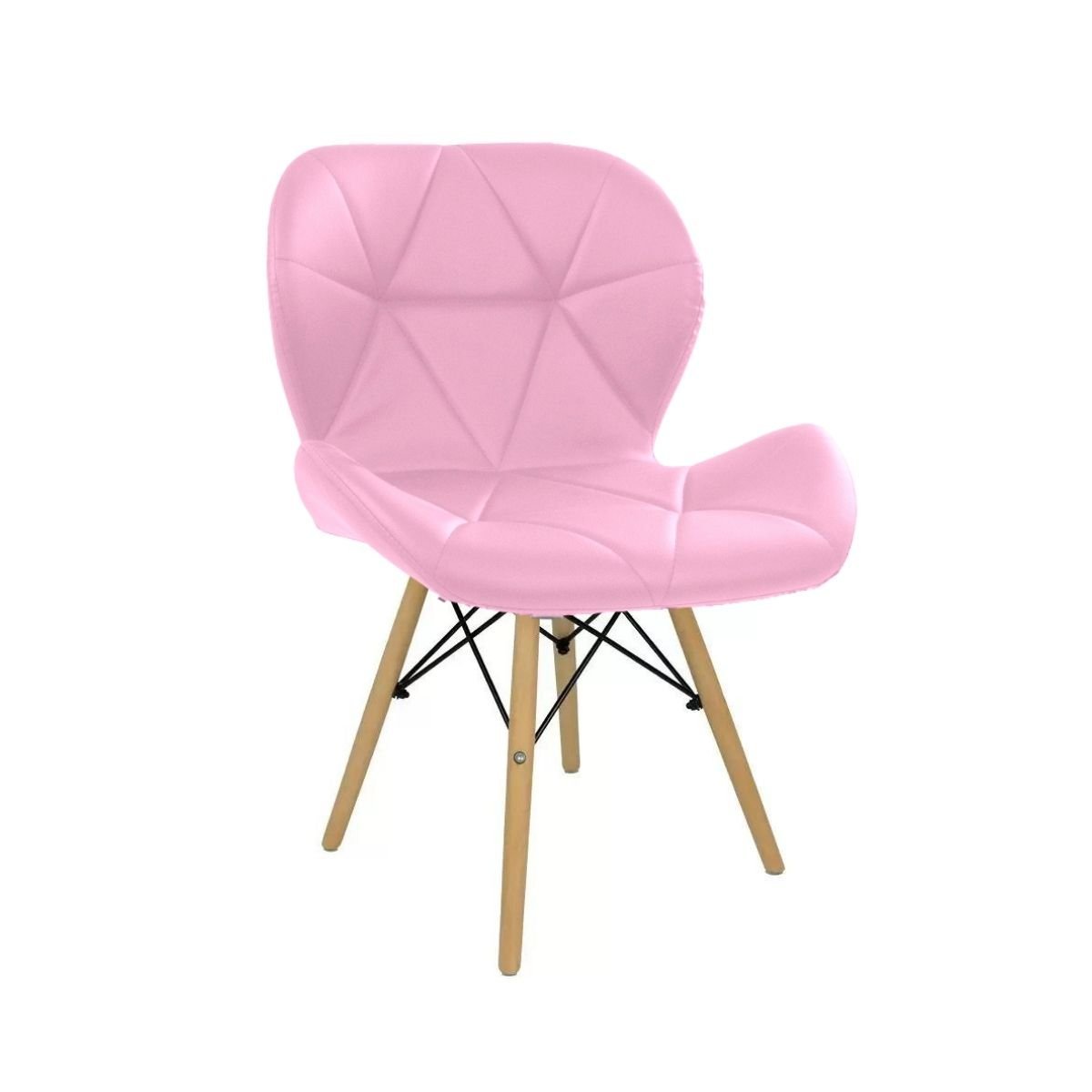 Cadeira Estofada Eiffel Slim Wood Pés de Madeira - Rosa - 1