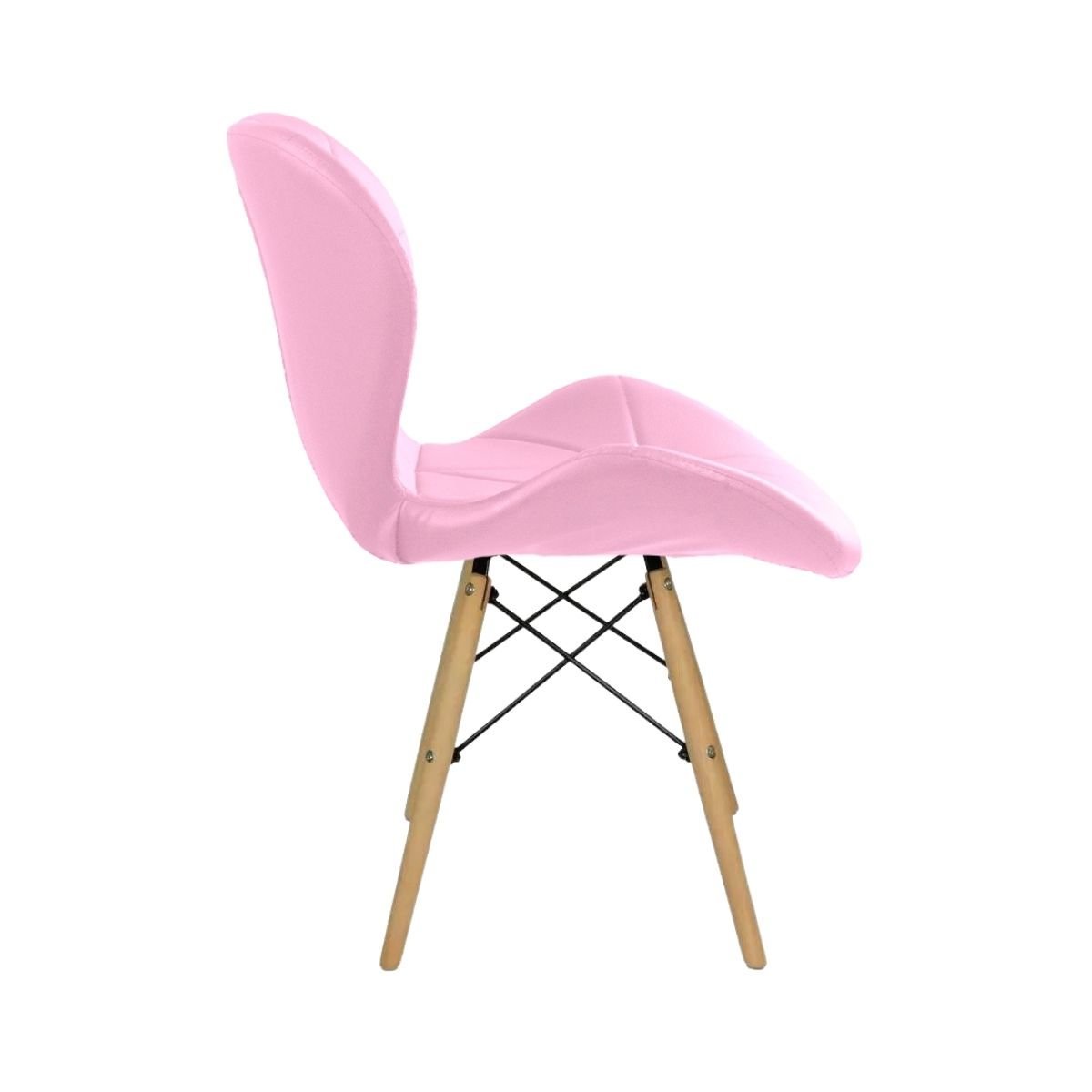Cadeira Estofada Eiffel Slim Wood Pés de Madeira - Rosa - 5