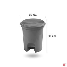Lixeira Redonda Cinza com Pedal 13 Litros Plasvale - 2