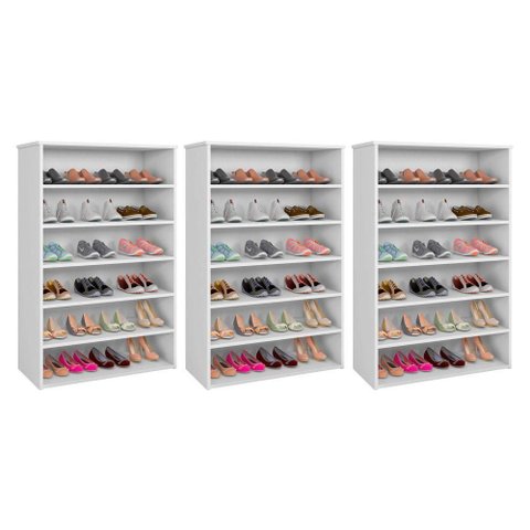 Kit 03 Sapateiras Laís 5 Prateleiras MDF-MDP 72cm Branco Abmaza