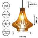 Ver imagem 3 de Luminária Teto tipo Pendente AQUILA MDF - Completa - Cor: Preta
