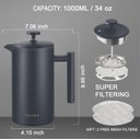 Ver imagem 3 de Secura Cafeteira Francesa de Aço Inox 304 com 2 Filtros Extras 1l (cinza)