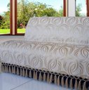 Ver imagem 4 de Capa manta sofá sala dourada argolas jacquard 1,40x1,80