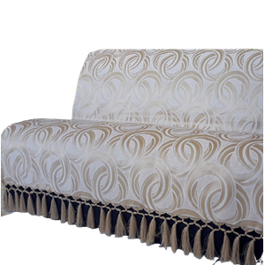 Capa manta sofá sala dourada argolas jacquard 1,40x1,80