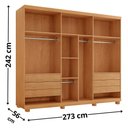 Ver imagem 4 de Guarda-Roupa Casal 100% MDF c/Vidro 6 Portas 6 Gavetas Pés 273cm Multimóveis CR35546 Madeirado/Off