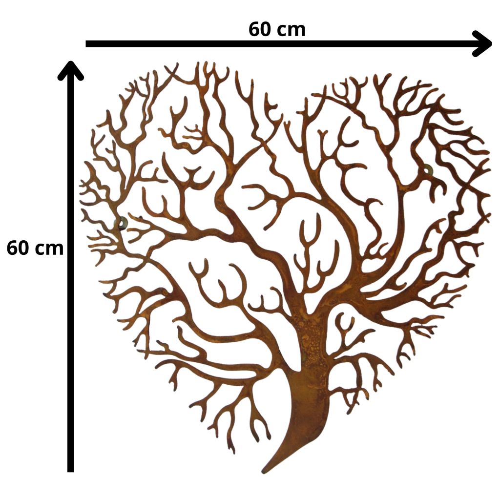 Quadro Coração Galhado Decoração em Chapa de Aço - 3
